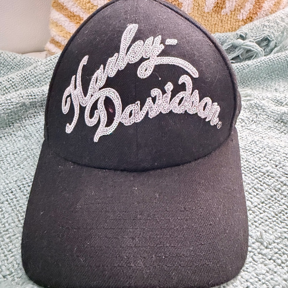 Harley-Davidson Black Cap with Silver Sequin Logo